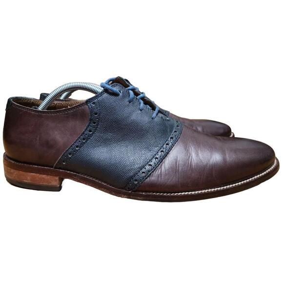 Cole Haan Williams Saddle II 4 Eyelet Oxford Blue Brown Shoes C21808 Men's 10.5 - Picture 2 of 11